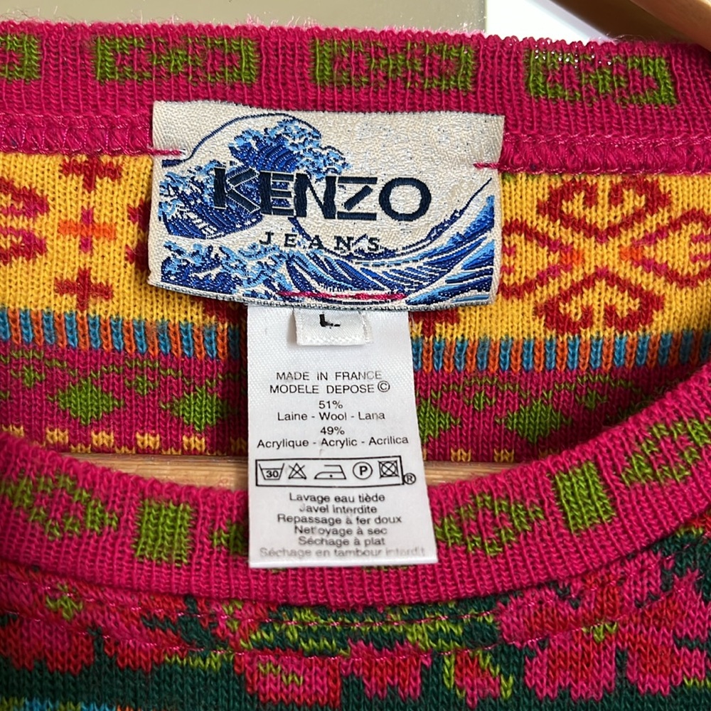 Vintage designer Kenzo Jeans knit sweater made in France Size L - Picture 3 of 16